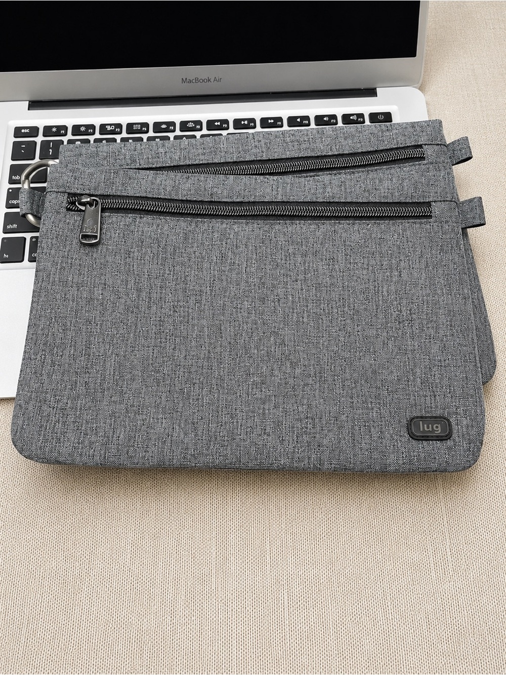 Lug Set of 2 Zip Pouches - Buoy -Heather Gray